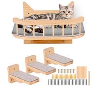 Hamac Mural pour Chat avec 3 Étapes - Meuble avec Coussin Gris, Étagères et Perchoirs - Arbre à Chat pour Escalade, Dormir, Jouer