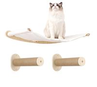 Hamac mural pour chat - Lit mural en bois avec griffoir - Ensemble mural d'escalade pour chat d'intérieur - Salon en tissu respirant - Économie d'espace - Design moderne - 54,61 x 36 cm