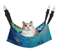 Hamac paisible pour chat avec imprimé paysage sous-marin pour cage à suspendre, hamac réglable pour animal domestique, hamac de couchage doux pour chats, furets