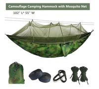 Hamac parachute 210T avec crochets noirs,moustiquaire,tente de camping en plein air,pour dormir - Type CAMO