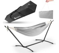 Hamac Paya de Juskys avec châssis - hamac Double d'extérieur, pour 2 Personnes - supporte jusqu'à 200 kg - hamac Double d'intérieur - Gris Clair
