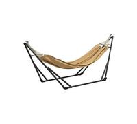 Hamac pliable complet - support acier, toile hamac coton - support 2 en 1 hamac chaise suspendue - noir beige