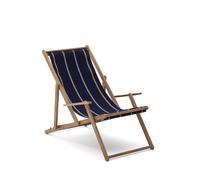 Hamac pliant d'extérieur Vilara à rayures bleues et beiges, fabriqué à 100 % en bois d'acacia massif certifié FSC.