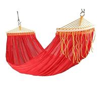 Hamac portable à double maille pour voyage en plein air - Rouge coloré - Léger et facile à transporter, parfait pour le camping, la randonnée, la plage et la détente