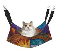 Hamac pour animal de compagnie imprimé mandala orange soleil et lune hippie - Hamac de couchage pour chats, lapins, furets, chiots, petits animaux