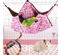 Hamac pour Animaux de Compagnie Lapin Rose, Sac de Couchage Chaud Double Couche pour Petits Animaux et Oiseaux, Peau de Pêche en Polyester Doux, Tailles S/L (Petite Taille)