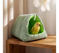 Hamac pour Cage à Oiseaux, Tente Suspendue en Peluche Chaude | Flanelle douce pour chaleur, design tente intime, idéal perruches et petits animaux Vert S