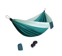 Hamac pour camping, lit en tissu de parachute bicolore avec clips métalliques, sangles et pochette de transport pour repos extérieur, lit de camping, hamac avec sangles de rangement, patio, loisirs