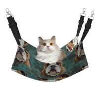 Hamac pour chat avec bulldog anglais amusant pour cage à suspendre, lit doux pour animal domestique avec sangles réglables et crochets en métal, lit réversible double face, hamac de couchage doux pour