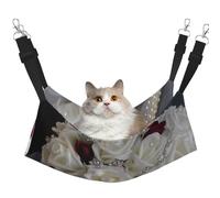 Hamac pour chat avec fleurs de mariage en soie blanche - Hamac doux à suspendre avec sangles réglables et crochets en métal - Lit réversible double face à suspendre pour chats
