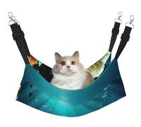 Hamac pour chat avec imprimé paysage sous-marin pour cage à suspendre, hamac réglable pour animal domestique, hamac de couchage doux pour chats, furet