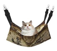 Hamac pour chat avec sangles réglables et crochets en métal réversible, double face, motif carte du monde antique