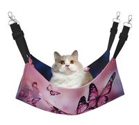 Hamac pour chat avec sangles réglables et crochets en métal réversible, double face, motif papillons