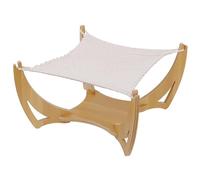 Hamac pour chat : lit en bois interactif et respirant hors du sol, tapis en coton doux et stable | Lit amovible résistant aux rayures, chaise longue suspendue à l'épreuve de H