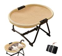 Hamac pour chat, lit surélevé pliable avec cadre en métal, chaise de salon surélevée pour chats, chiens, chatons (marron)