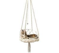 Hamac pour Chat - Suspendu au Plafond tissé - en macramé avec Coussin Amovible - Balançoire pour Chat Boho