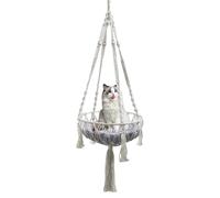Hamac pour Chats - Lit pour Chat Macrame Boho | Nid Suspendu en Corde De Coton avec Matériau Respirant | Rebord De Fenêtre Bureau Chevet Escalade Lieu De Repos Intérieur Extérieur