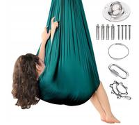 Hamac pour enfants Balançoire sensorielle Yoga aérien Balançoires flexible Tissu monocouche 150x280cm Vert foncé