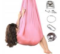 Hamac pour enfants Balançoire sensorielle Yoga aérien Balançoires flexible Tissu monocouche 150x280cm Rose