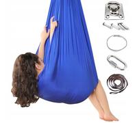 Hamac pour enfants Balançoire sensorielle Yoga aérien Balançoires flexible Tissu monocouche 150x280cm Bleu marine