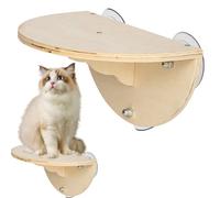Hamac pour fenêtre pour chat - Économie d'espace - Siège pour chaton avec 3 ventouses - Lit mural en bois pour chats d'intérieur