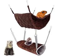 Hamac pour petits animaux, furet, hamac et cage tunnel pour rat, hamster, écureuil, planeur à sucre, cochon d'Inde, furet accessoires, cachette à suspendre pour cage (café)