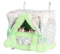 Hamac pour rat pour cage anti-mastication - Lit chaud - Panier à suspendre en acier inoxydable - Accessoires et habitats - Tapis de nid amovible pour hamster, planeur à sucre, hérisson (vert)