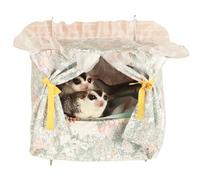 Hamac pour rat pour cage anti-mastication - Lit chaud - Panier à suspendre en acier inoxydable - Accessoires et habitats - Tapis de nid amovible pour hamster, planeur à sucre, hérisson (vert)