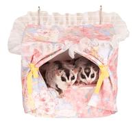 Hamac pour rat pour cage anti-mastication - Lit chaud - Panier à suspendre en acier inoxydable - Accessoires et habitats - Tapis de nid amovible pour hamster, planeur à sucre, hérisson (rose)