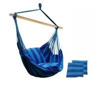 Hamac Sièges Suspendus avec 2 Coussins Matelassés et Barre de Support en Bois. Chaise Hamac en Coto, Supporter jusqu'à 120 kg. Mobilier de Jardin, Chambres, Patio, Balcon et Terrasse. (130x100cm)