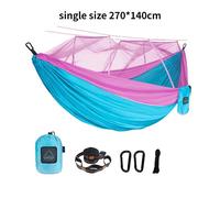 Hamac simple et double avec moustiquaire,portable,voyage,camping en plein air - Type single blue pink
