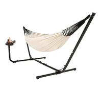 Hamac Sur Pied Avec Porte-Gobelet Et Porte-Livre - Vita5 - Double/205kg - 210*140 - Blanc Multicolore