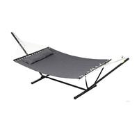 Outsunny Hamac sur Pied avec Oreiller, hamac avec Support Acier, avec Barres d'écartement, pour Camping en Plein air, Plage, Gris foncé