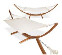 Hamac sur pied - TECTAKE - Hamac sur pied Thorsten 2 personnes en coton-polyester, résistant aux intempéries, 415x150x124 cm - bois