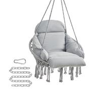 Hamac Suspendu avec Coussin, Déco Maison Cocooning, Bohème, Chambre, Terrasse, Balcon, Jardin, Capacité 120 kg, Gris Tourterelle