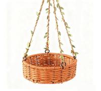 Hamac Suspendu en rotin pour Oiseaux, perchoir tissé Naturel pour perroquets, calopsittes, perruches et canaris - Accessoire résistant aux morsures pour Cage à Oiseaux, Repos, Jeu et(Round)