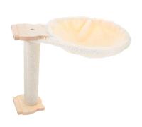 Hamac Suspendu pour Chat de Cuillère, Beige, avec Bois | Panier pour Arbre à Chat, Accessoires de Remplacement, Structure Fer et Lint, Espace Repos Confortable