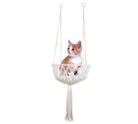 Hamac suspendu pour chat - Ensemble de hamac en macramé | Lit suspendu tissé à la main pour chat - Lit à bascule bohème en corde de coton naturel - Lit suspendu mignon pour chat