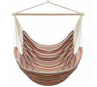 Hamac suspendu pour s'asseoir XXL 185x130cm 100% coton 150kg siège pour se balancer avec pivot 360° Rayé multicolore