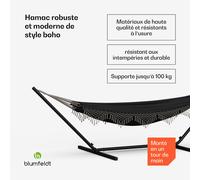 Hamac SwayStation Boho | 400 x 116 cm | résistant aux intempéries | inoxydable