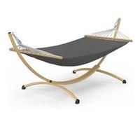 IDMarket - Hamac XL avec Support métal Effet Bois et Toile Grise