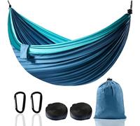 Hamac XXL 2 Places 300 x 200 cm - Pliable, Ultra-Léger et Portable - Hamac Extérieur avec Capacité de 300 kg - Idéal pour Jardin, Camping, Voyage, Balcon et Intérieur (Bleu)