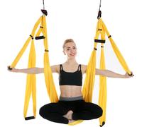 Hamacs de yoga aérien,Balançoire de yoga antigravité ultra-résistante,Kit de trapèze aérien - Exercices d'inversion, Amélioration de la flexibilité et de la résistance du noyau （Jaune）