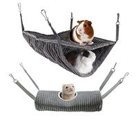Hamacs pour petits animaux, hamacs pour furets, hamacs et tunnels, hamsters, écureuils, harnais à sucre, cobayes, accessoires pour furets, tunnels cachés suspendus, jouets tubulaires pour cages (gris)