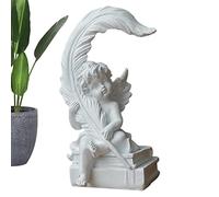 HAMAGI Petites Figurines d'ange - Figurine Ange Feuille - Statue d'ange Gardien avec des Cadeaux d'anges en résine Blanche d'aile pour Le Salon