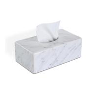 HAMAKAWA Boite a Mouchoir Marbre Naturel, Blanc Carrara Boite Mouchoirs Design 25x14x9 cm, Rangement Decoratif Pierre Lourde, Rangement Rectangulaire pour Cuisine, Salle de Bains, Chambre