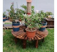 Hamankim Banc d'arbre extérieur Enveloppant Autour des sièges en Bois bancs de Meubles de Jardin incurvés durables résistants aux intempéries siège à Lattes pour terrasse pelouse et Cour(Round)