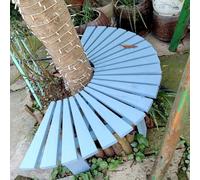Hamankim Banc en Bois en Forme d'arbre incurvé avec Assise enveloppante, siège d'extérieur Semi-Circulaire à Lattes, Structure Robuste et Durable pour Le Jardin ou la Cour - Bleu(Half Round)