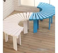 Hamankim Chaise enveloppante en bois blanc, banc incurvé résistant aux intempéries, banc d'extérieur semi-circulaire pour pelouse, cour, porche (blanc, demi-rond)