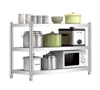 Hamankim Étagère de Cuisine en Acier Inoxydable, Table de Travail sur Pied, Support pour Four à Micro-Ondes, étagère Robuste à Hauteur réglable pour Restaurant et entrepôt - 3 Niveaux(70x35x80cm)